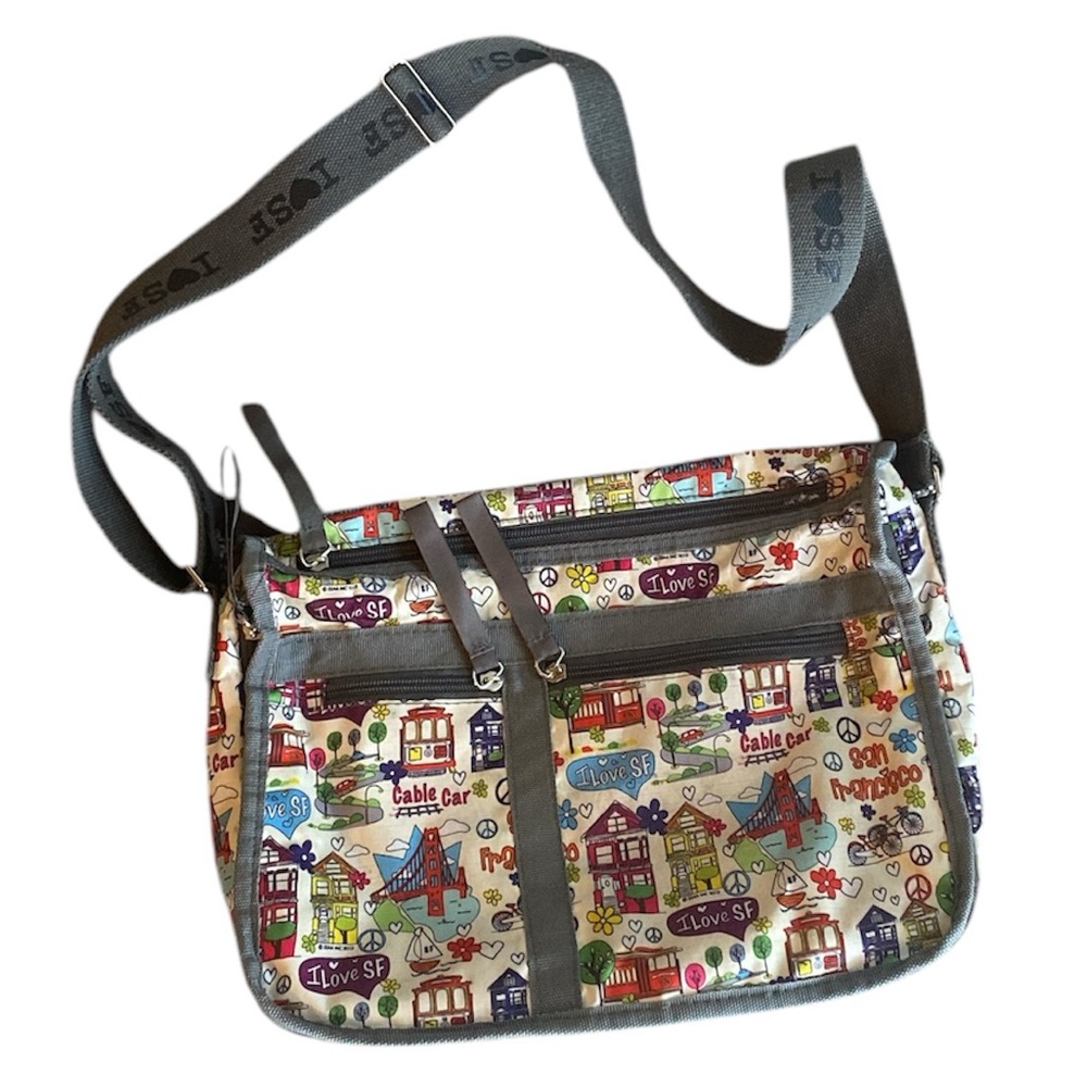I ❤️ SF Shoulder Bag Ripstop Material, Multiple Compartments, Expandable